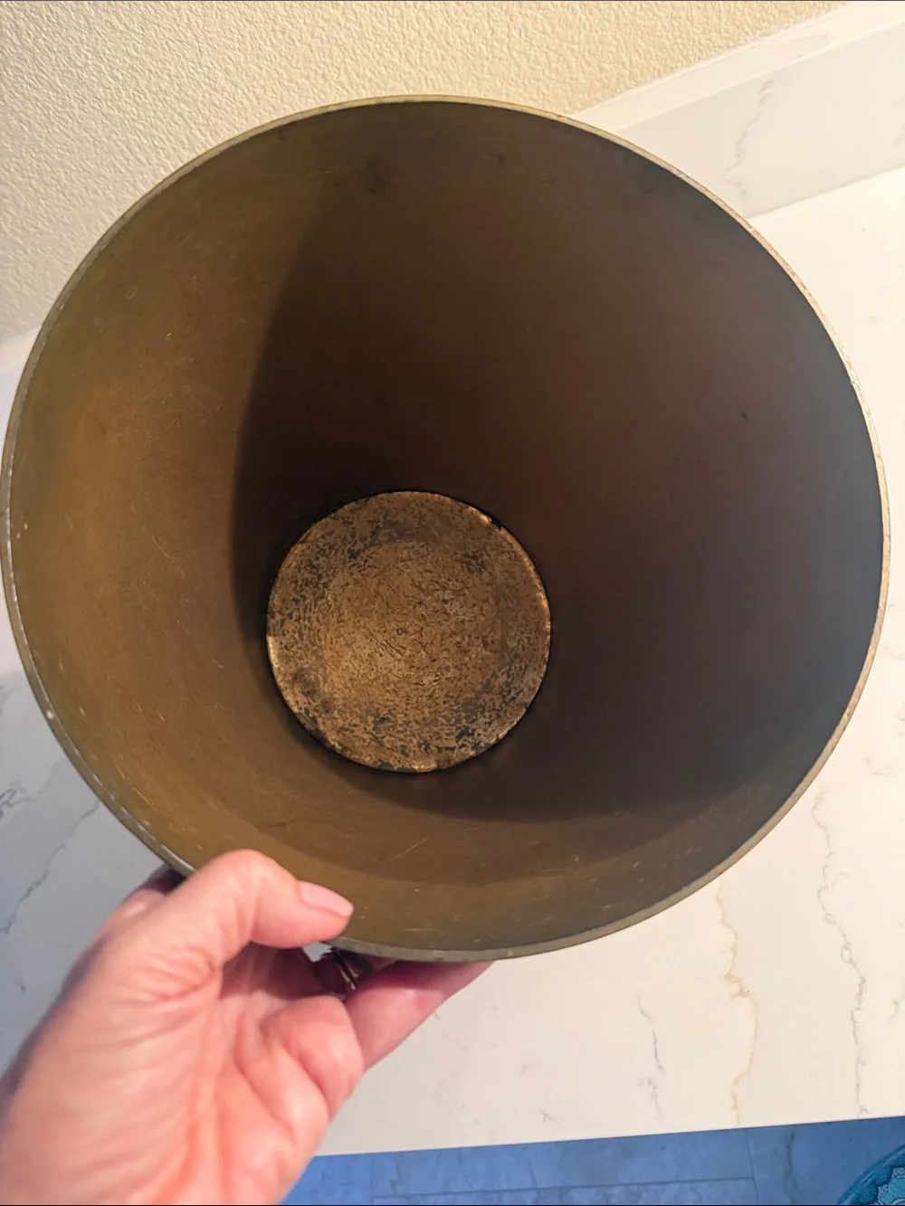 Vintage Italian Gilt Gold and White Embossed Waste Basket